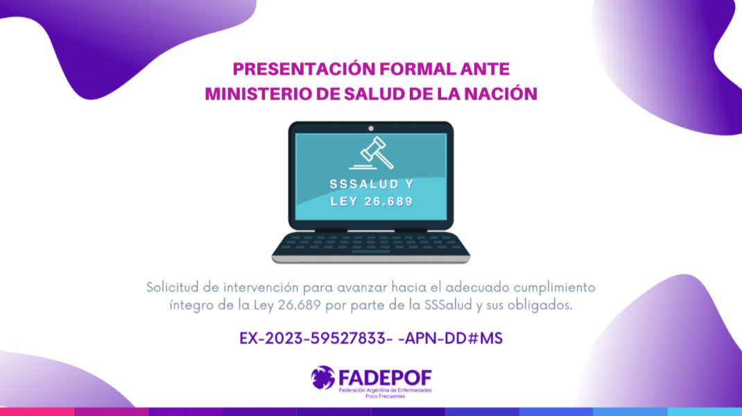 Solicitamos intervención del MINSAL para el cumplimiento de Ley 26.689 por parte de la SSSalud y sus obligados